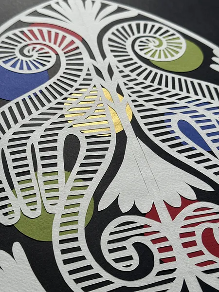 Зображення ""Косі рукави"" від Дарія Альошкіна, розмір: 50х40см, матеріали: папір, медіум: Папір, серія: Витинанка-писанка(за мотивами подільських писанок), ціна: €100 Фото 2 з 4.