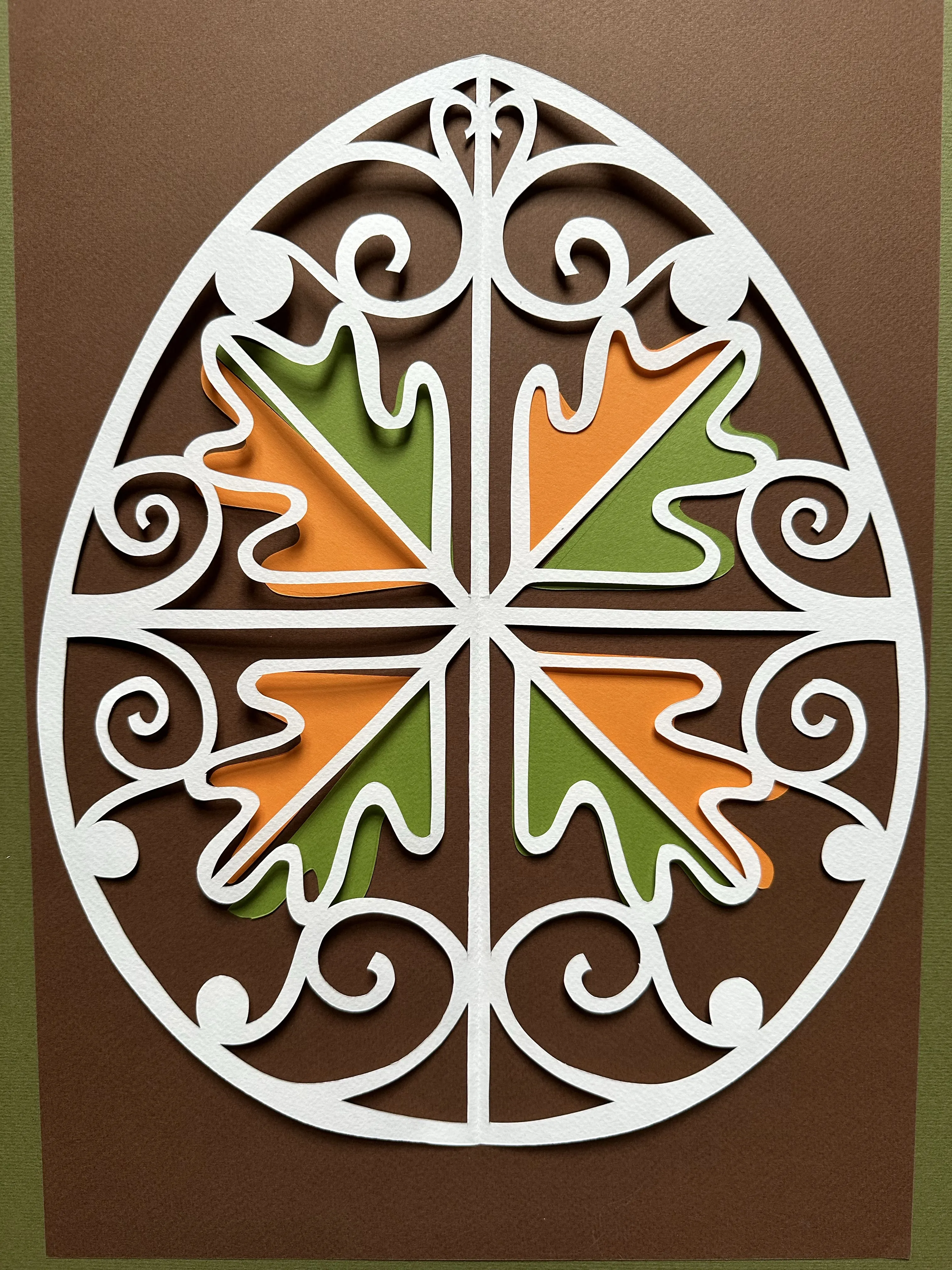 Image of "Листочки" by Дарія Альошкіна, size: 40х50, Папір medium, part of the Витинанка-писанка(за мотивами подільських писанок) series, priced at €100