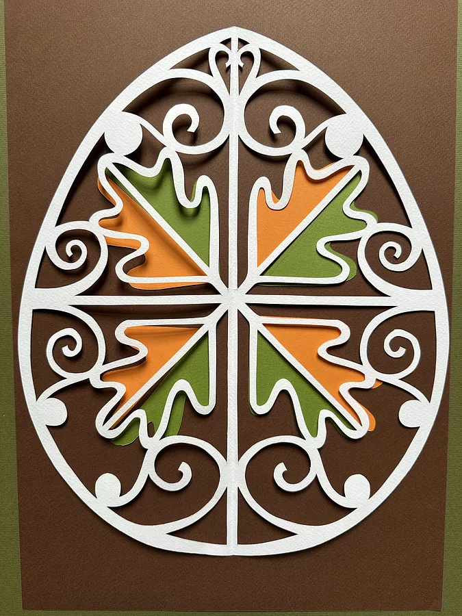 Зображення ""Листочки"" від Дарія Альошкіна, розмір: 40х50, матеріали: папір, медіум: Папір, серія: Витинанка-писанка(за мотивами подільських писанок), ціна: €100