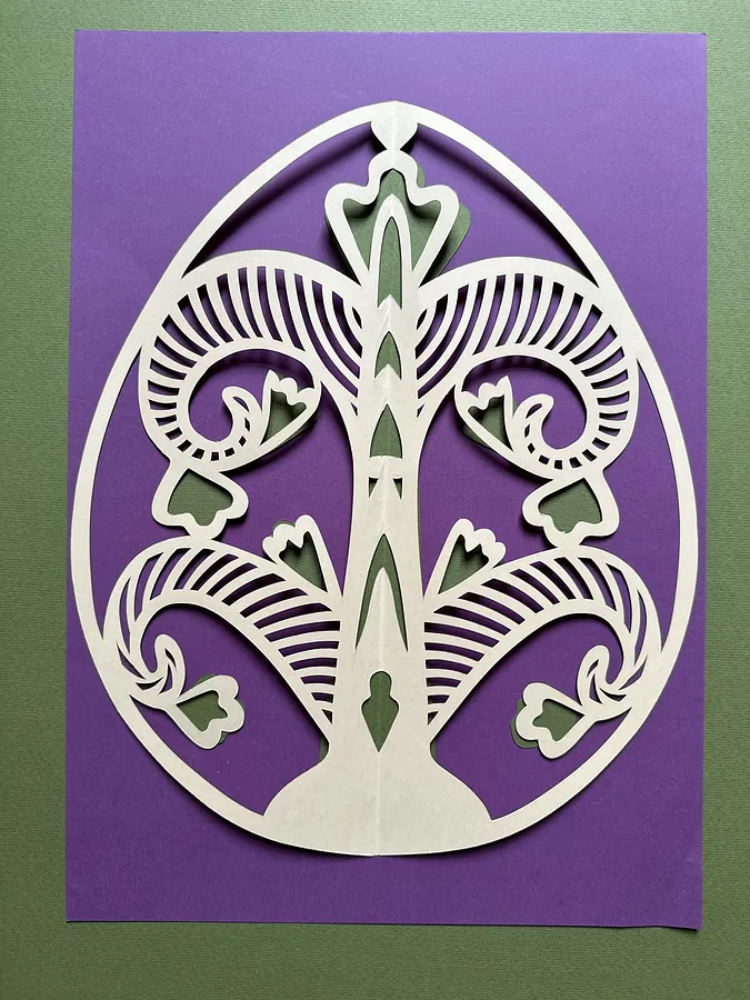 Obraz "Дзвіночки" autorstwa Дарія Альошкіна, rozmiar: 40х50, medium Папір, część serii Витинанка-писанка(за мотивами подільських писанок), cena: €100