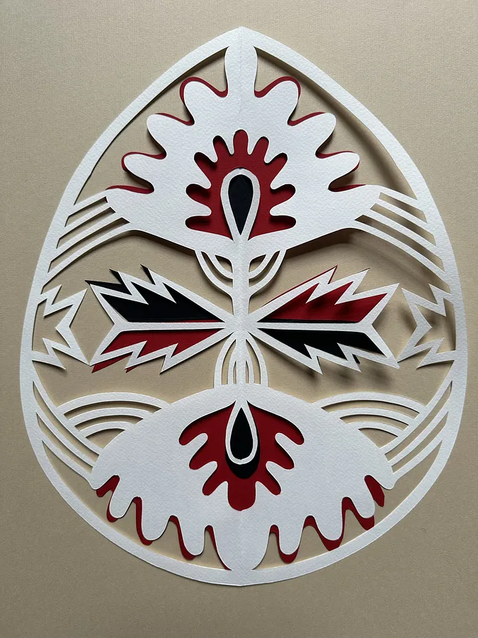 Зображення ""Писанка поділька"" від Дарія Альошкіна, розмір: 40х50, матеріали: папір, медіум: Папір, серія: Витинанка-писанка(за мотивами подільських писанок), ціна: €100