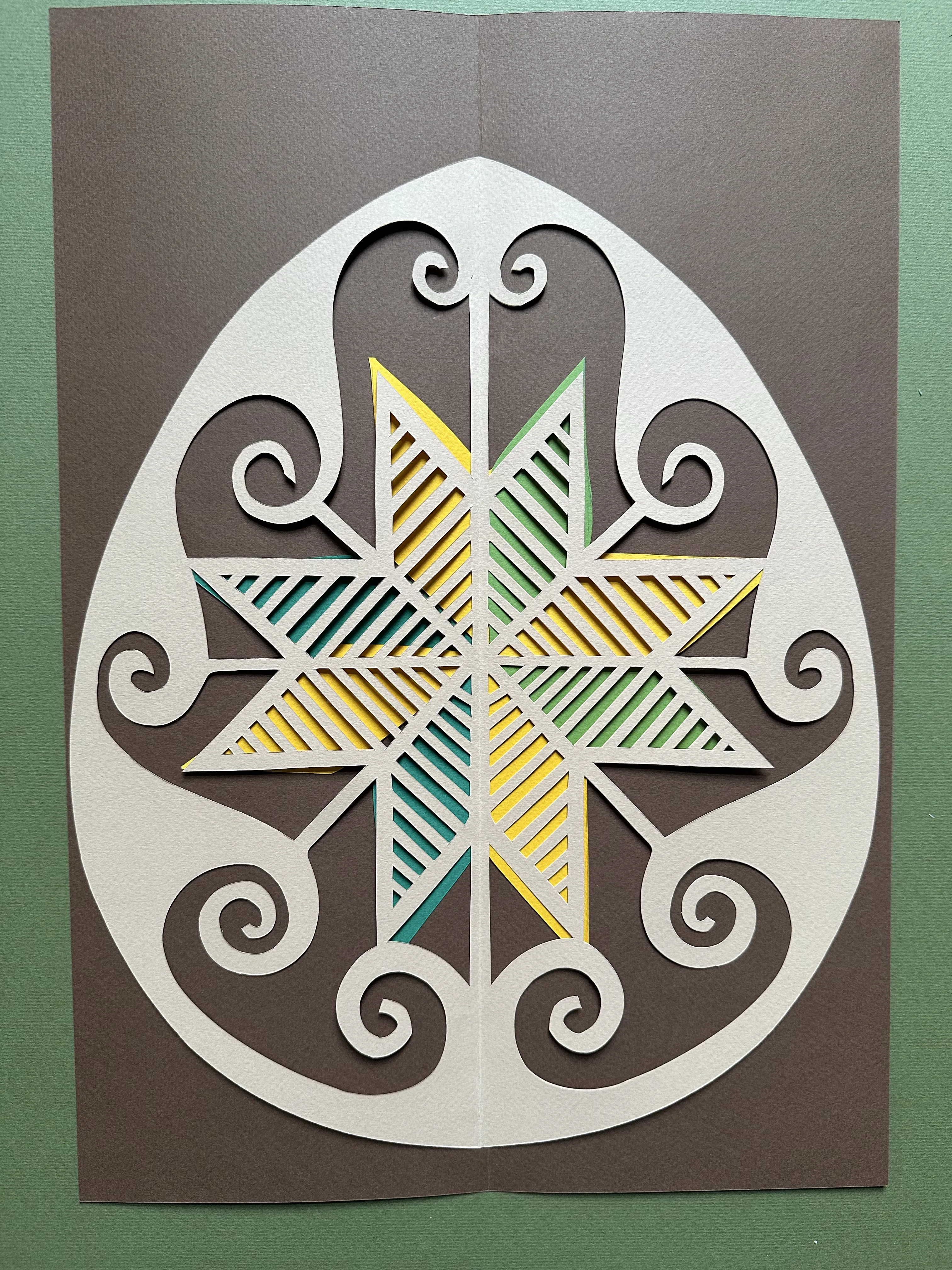 Image of "Star" by Daria Alyoshkina, size: 40х50, made of paper, Paper medium, part of the Витинанка-писанка(за мотивами подільських писанок) series