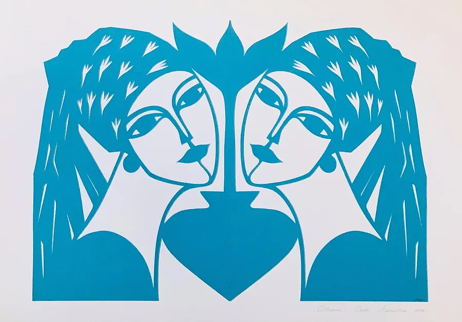 Image of "Дівчата з блакитними очима" by Дарія Альошкіна, size: 50*35, 50*40 , Папір medium, priced at €80