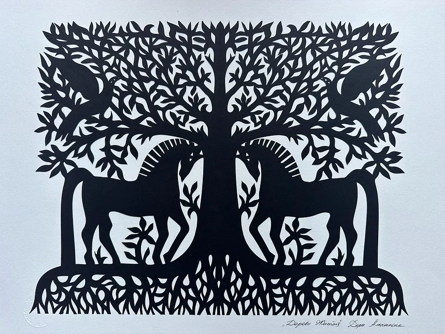 Image of Дерево Життя з кониками by Дарія Альошкіна, Папір medium, priced at €100